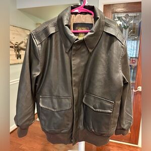 Boys faux leather Air Force brown bomber jacket